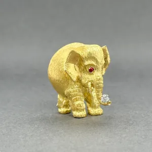 Estate Tiffany & Co. 18K Y Gold Ruby & Diamond Baby Elephant Pin
