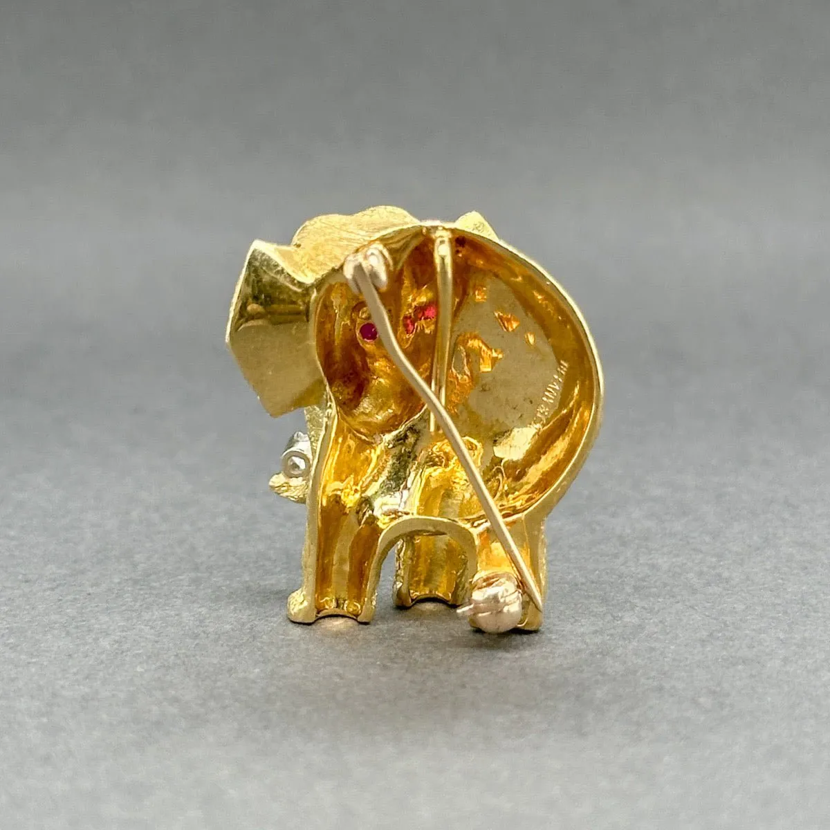 Estate Tiffany & Co. 18K Y Gold Ruby & Diamond Baby Elephant Pin