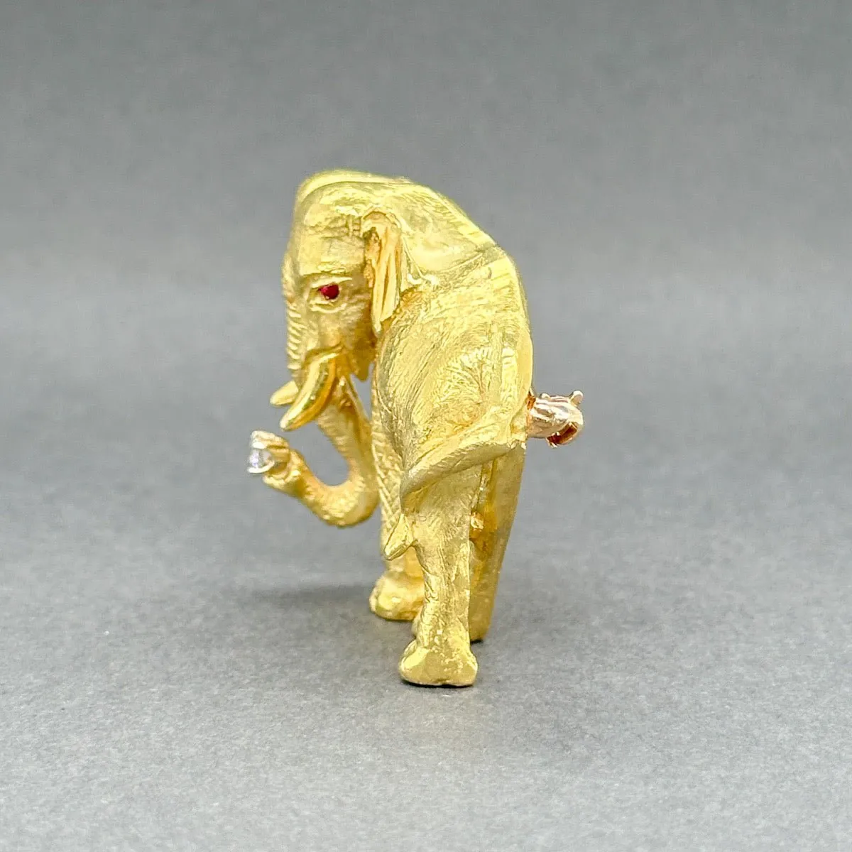 Estate Tiffany & Co. 18K Y Gold Ruby & Diamond Elephant Pin