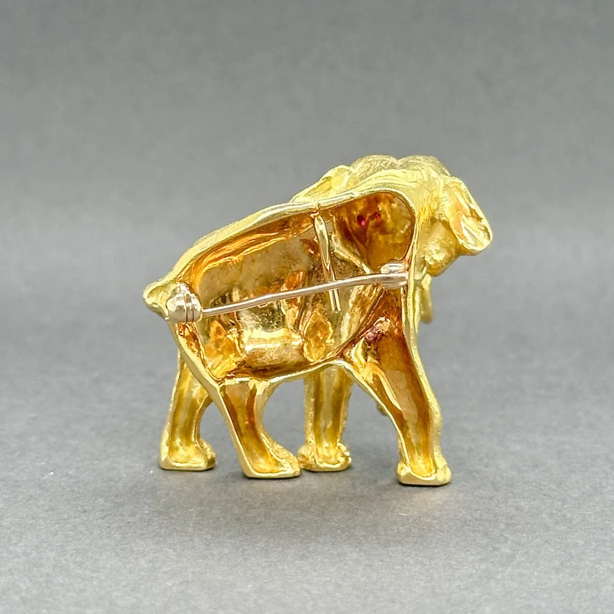 Estate Tiffany & Co. 18K Y Gold Ruby & Diamond Elephant Pin