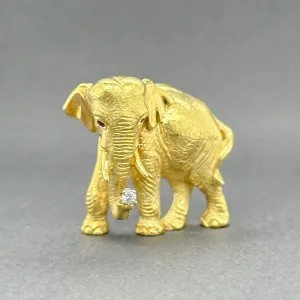 Estate Tiffany & Co. 18K Y Gold Ruby & Diamond Elephant Pin