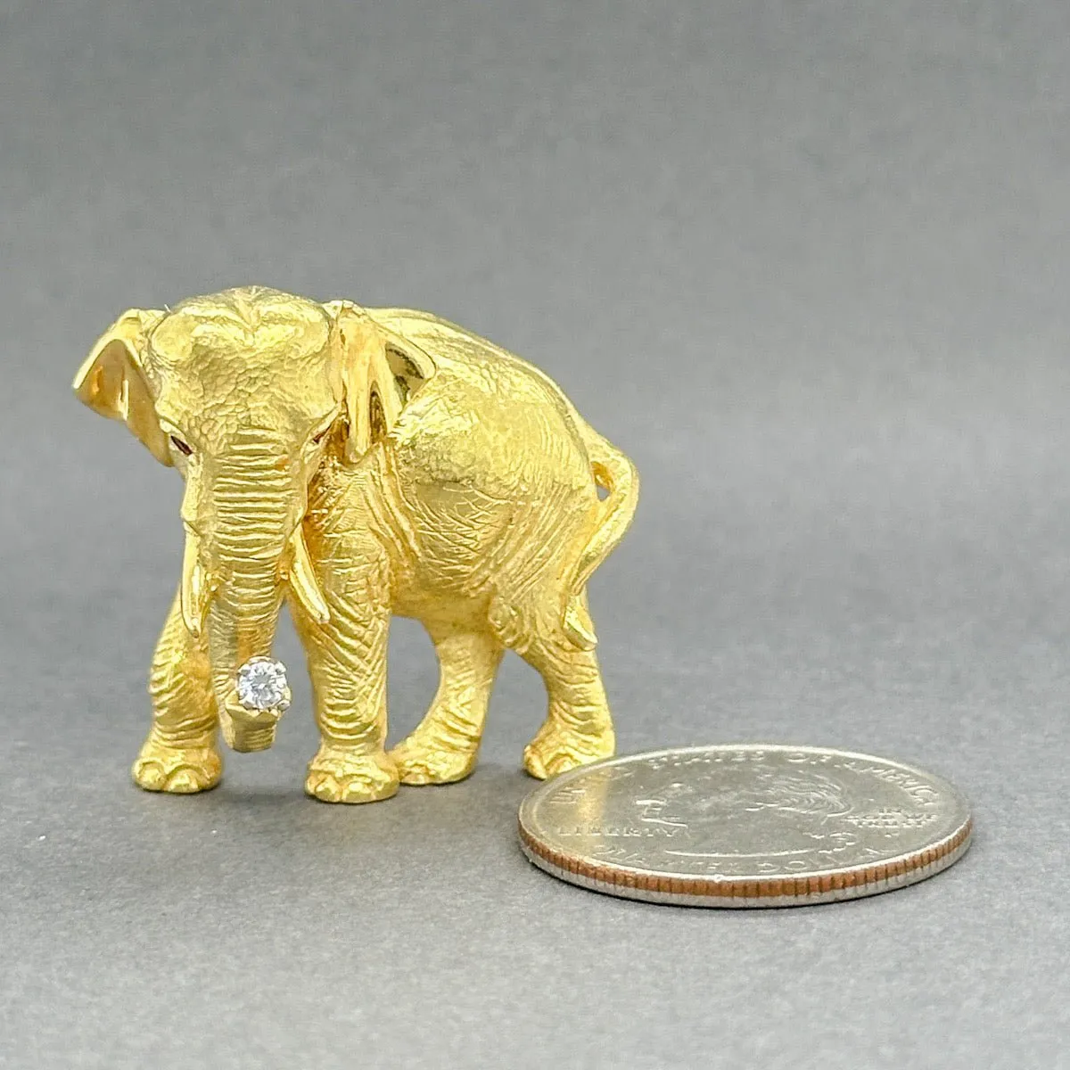 Estate Tiffany & Co. 18K Y Gold Ruby & Diamond Elephant Pin