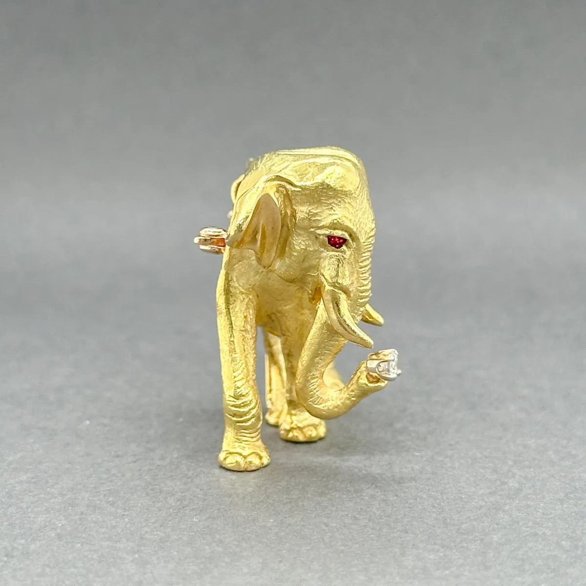 Estate Tiffany & Co. 18K Y Gold Ruby & Diamond Elephant Pin