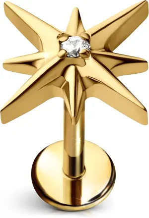 Estrella Flat Back Stud  Single Titanium Earring, Push Pin Design for Sensitive Ears  (Single Earring)