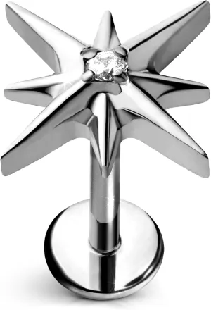 Estrella Flat Back Stud  Single Titanium Earring, Push Pin Design for Sensitive Ears  (Single Earring)