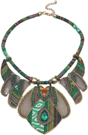 Ethnic Necklace Colorful Alloy Chunky Necklace Collar Vintage Jewelry for Women