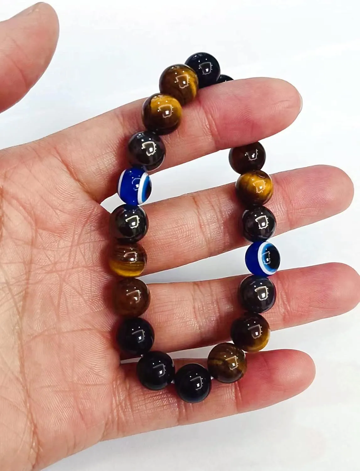 Evil Eye with Hematite Black Obsidian Tiger Eye Stone Triple Protection Bracelets for Men Women, Crystal Healing Stone Bracelet Bring Luck Prosperity and Happiness Jewelry