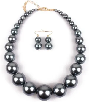 Exaggerated Imitation pearl Necklace Drop Dangle Earring jewelry set for Women's and girls gifts(Six -color optional)