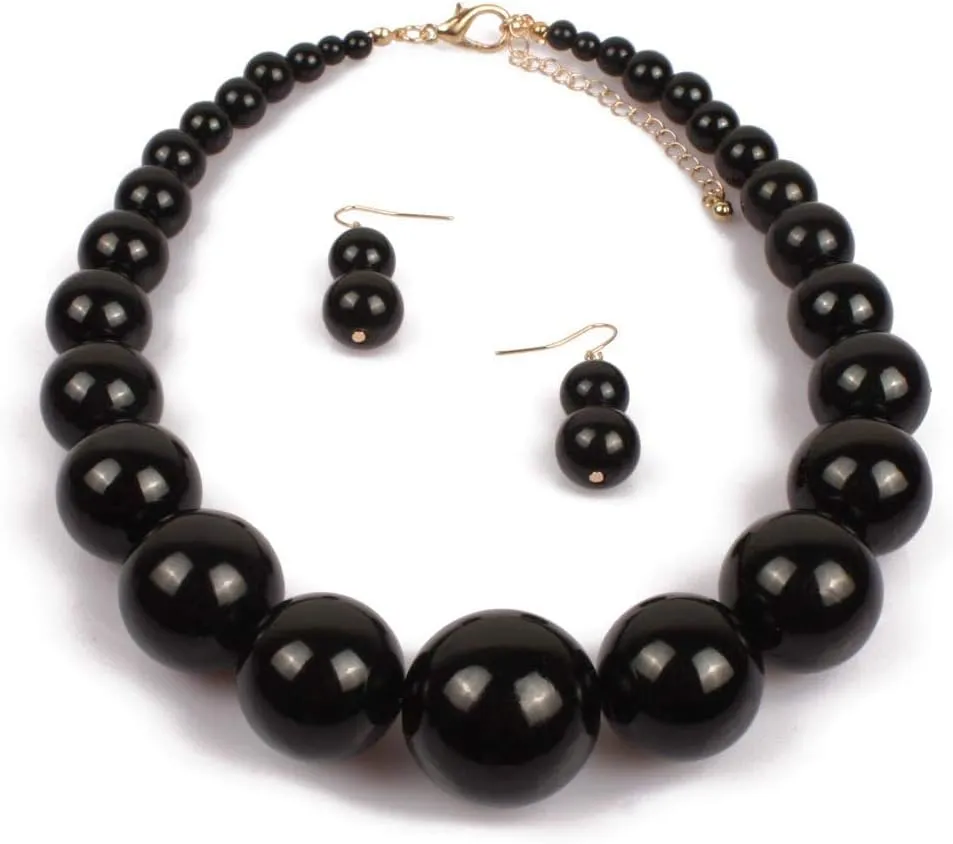 Exaggerated Imitation pearl Necklace Drop Dangle Earring jewelry set for Women's and girls gifts(Six -color optional)
