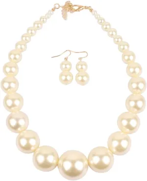 Exaggerated Imitation pearl Necklace Drop Dangle Earring jewelry set for Women's and girls gifts(Six -color optional)