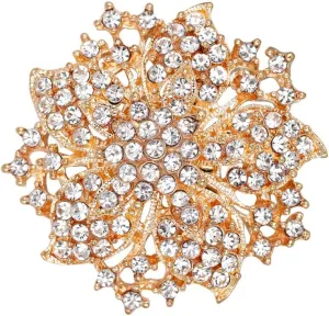 Ezing Fashion Jewelry Beautiful Silver Plated Rhinestone Crystal Brooch Pin for Woman