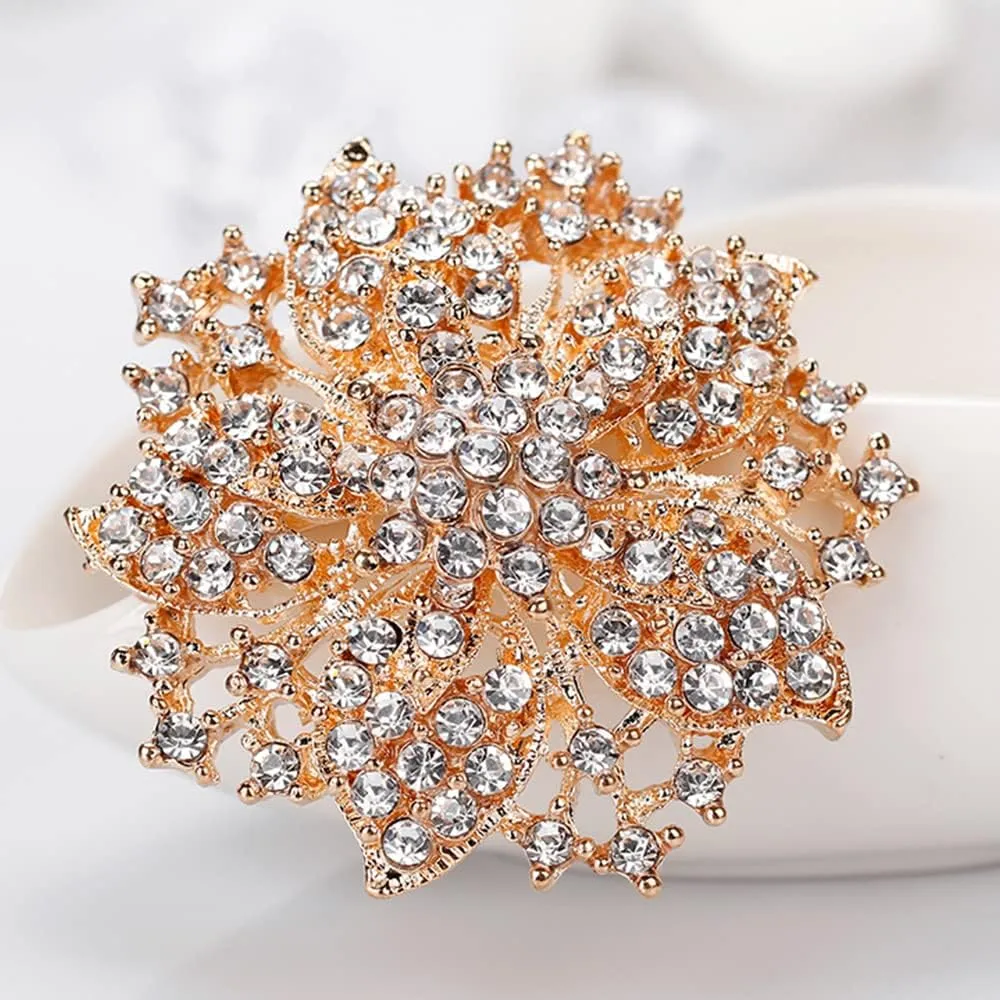 Ezing Fashion Jewelry Beautiful Silver Plated Rhinestone Crystal Brooch Pin for Woman