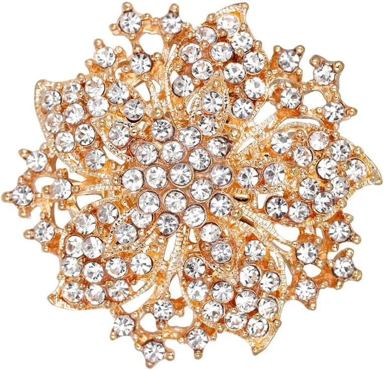Ezing Fashion Jewelry Beautiful Silver Plated Rhinestone Crystal Brooch Pin for Woman