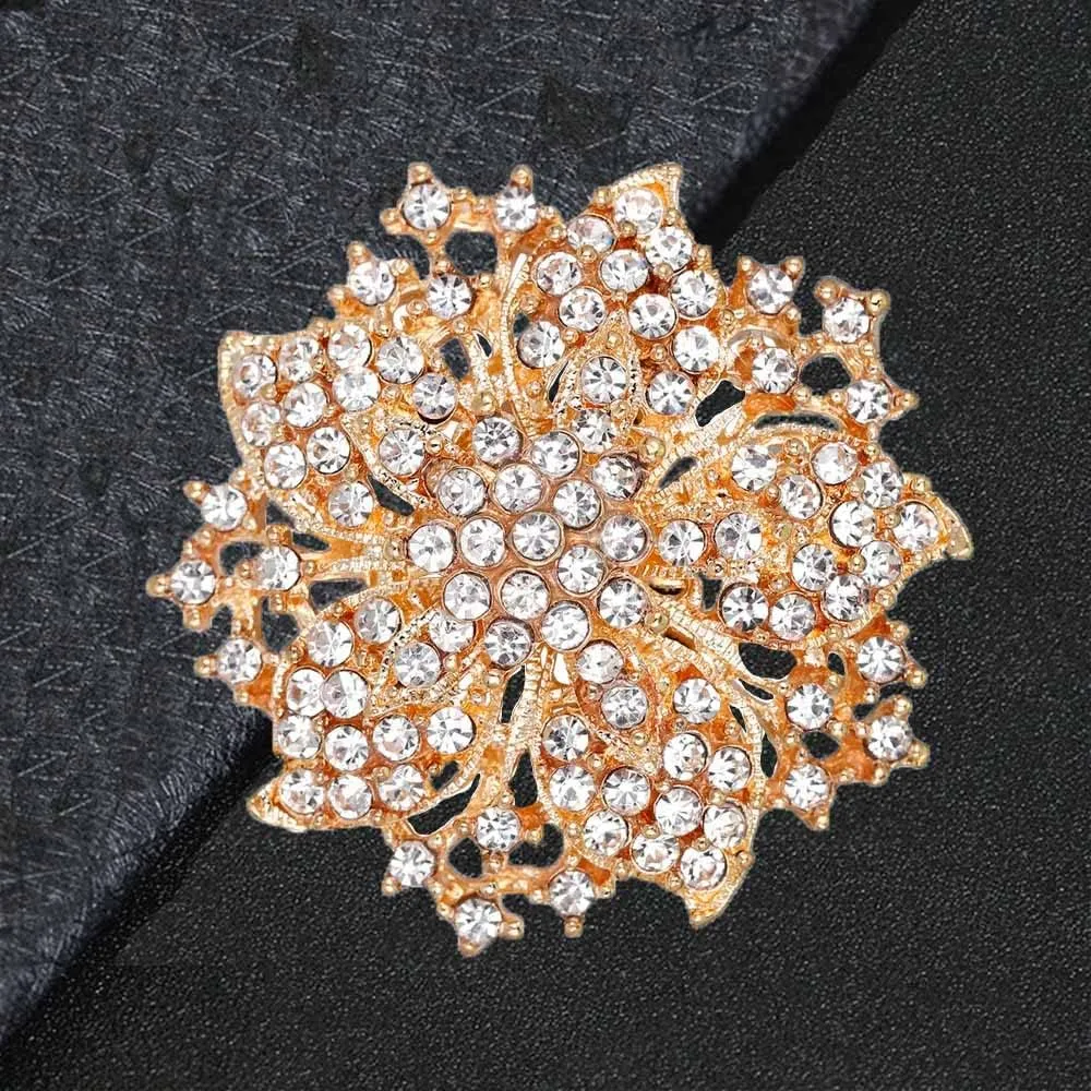 Ezing Fashion Jewelry Beautiful Silver Plated Rhinestone Crystal Brooch Pin for Woman
