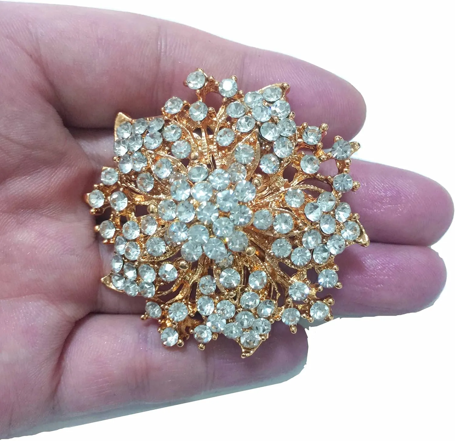 Ezing Fashion Jewelry Beautiful Silver Plated Rhinestone Crystal Brooch Pin for Woman