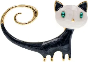 Fashion Cat Lapel Brooch Pin for Women Girls Cubic Zirconia Rhinestone Enamel Pet Animal Pin Clip Hat Scarves Sweater Dress Suit Jacket Brooches Pins Cute Jewelry Gifts Christmas