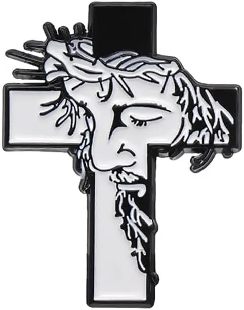Fashion Cross Faith Lapel Brooch Pin Abstract Figure Enamel Pins Collar Sweater Suit Dress Backpack Brooches Punk Jewelry Gifts for Women Girls Badges