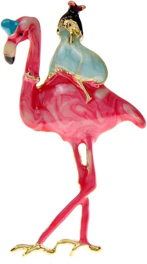 Fashion Flamingo Bird Girl Lapel Brooch Pin for Women Girls Pink Animal Cartoon Enamel Shawl Pins Clip Sweater Jackets Dress Suit Coat Backpack Brooches Pins Cute Jewelry Gifts Accessories