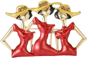 Fashion Red Sisters Ladies Brooch Pin for Women My Best Friends Cute Enameled Rhinestone Hat Brooches Lapel Pins Breastpin Sorority Sisterhood Dress Accessories Jewelry