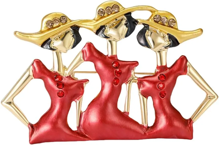 Fashion Red Sisters Ladies Brooch Pin for Women My Best Friends Cute Enameled Rhinestone Hat Brooches Lapel Pins Breastpin Sorority Sisterhood Dress Accessories Jewelry
