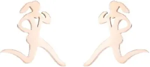 Fashion Running Sport Figure Stud Earrings for Women Girls Cartilage Stainless Steel Hollow Heart Studs Earring Simple Jewelry Gifts