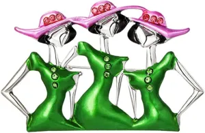 Fashion Sisters Ladies Brooch Pin for Women Girls My Best Friends Cute Enameled Rhinestone Green Pink Hat Brooches Lapel Pins Breastpin Sorority Sisterhood Dress Accessories Jewelry Dainty Gift