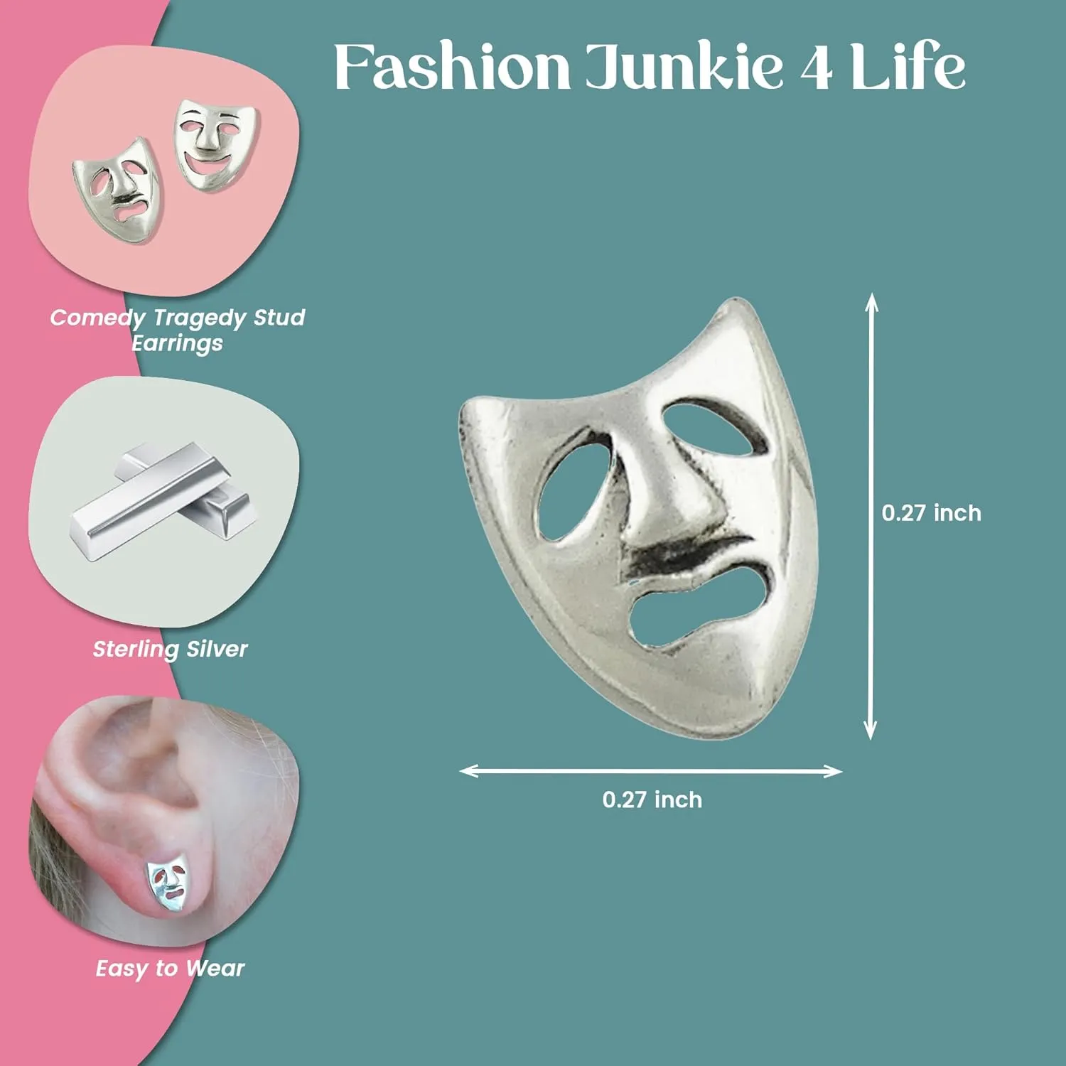 FashionJunkie4Life Sterling Silver Hobby Stud Earrings with Butterfly Backs