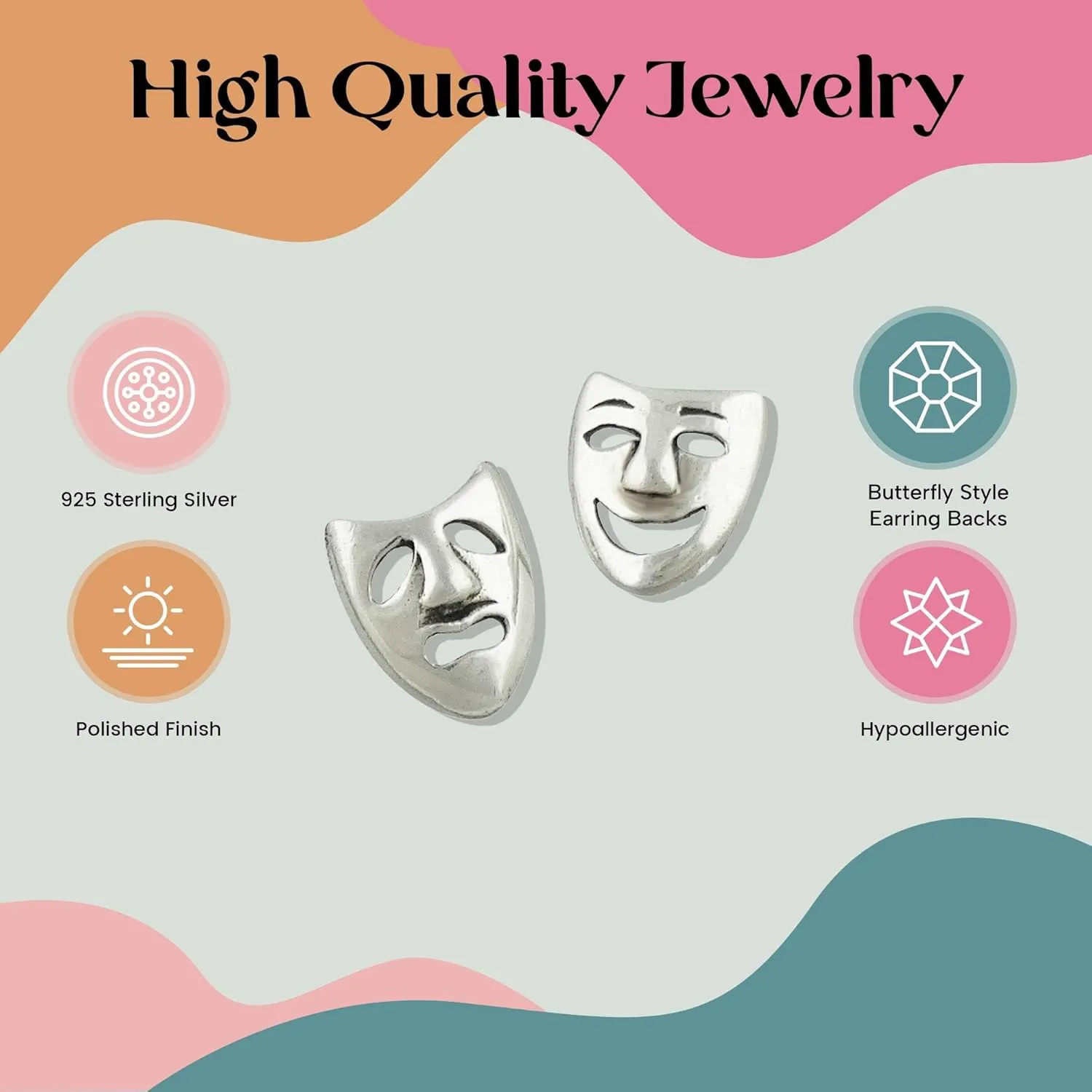FashionJunkie4Life Sterling Silver Hobby Stud Earrings with Butterfly Backs