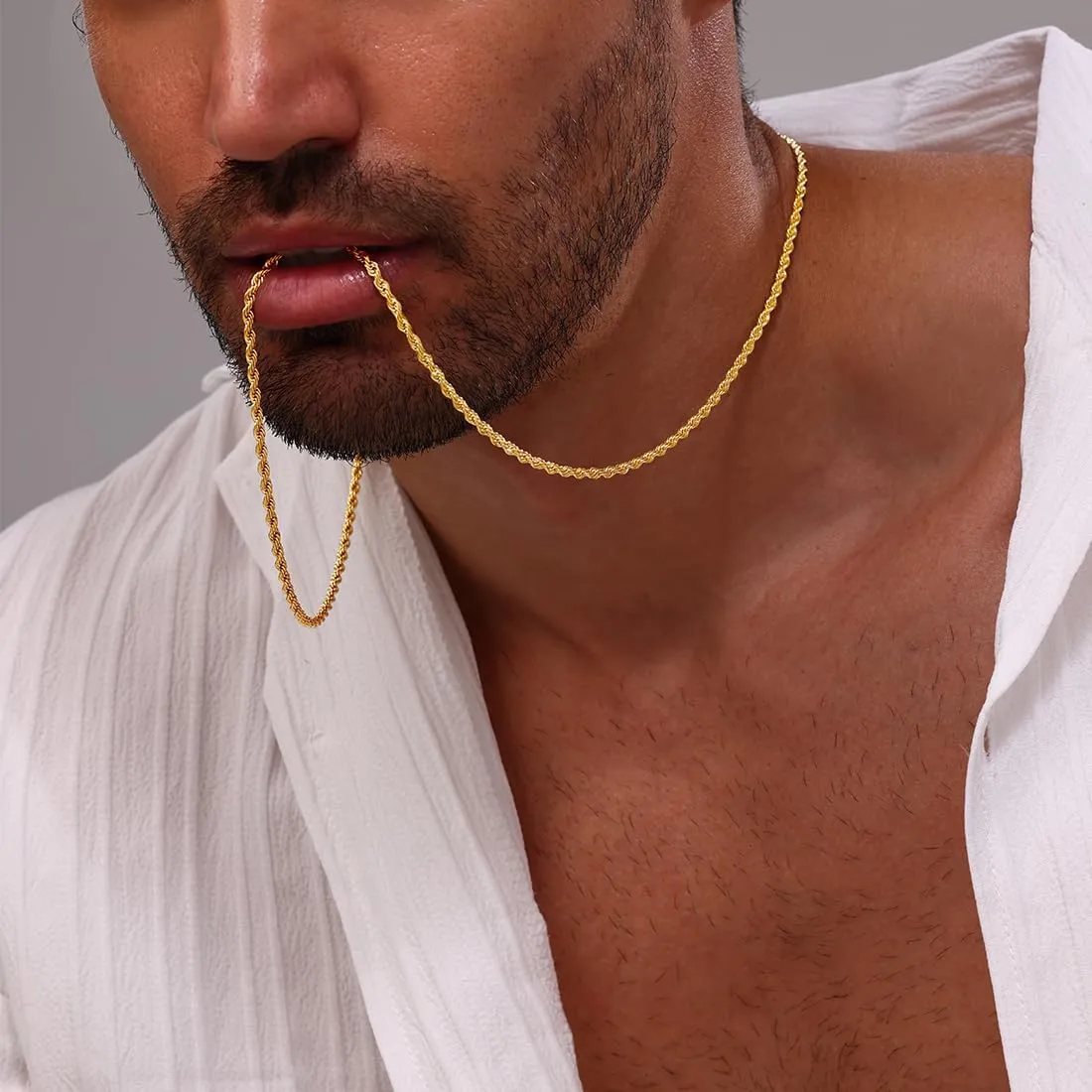 Father's Day Gifts 18k Real Gold Plated Rope Chain 1.5mm 2.5mm 5mm Stainless Steel Twist Chain Necklace for Men Women 16 Inches 36 Inches