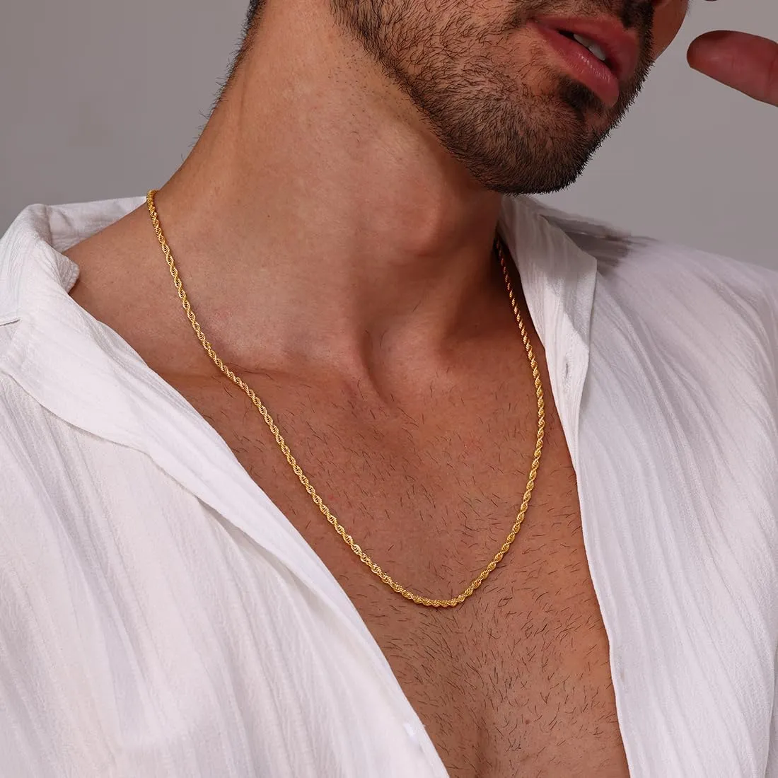 Father's Day Gifts 18k Real Gold Plated Rope Chain 1.5mm 2.5mm 5mm Stainless Steel Twist Chain Necklace for Men Women 16 Inches 36 Inches