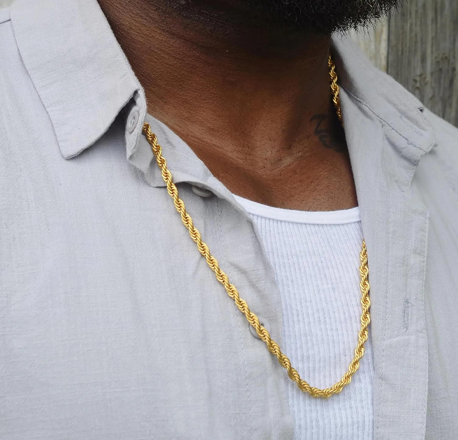 Father's Day Gifts 18k Real Gold Plated Rope Chain 1.5mm 2.5mm 5mm Stainless Steel Twist Chain Necklace for Men Women 16 Inches 36 Inches