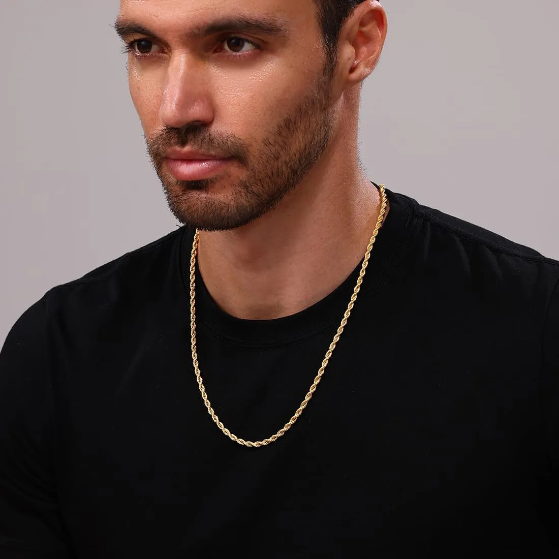 Father's Day Gifts 18k Real Gold Plated Rope Chain 1.5mm 2.5mm 5mm Stainless Steel Twist Chain Necklace for Men Women 16 Inches 36 Inches