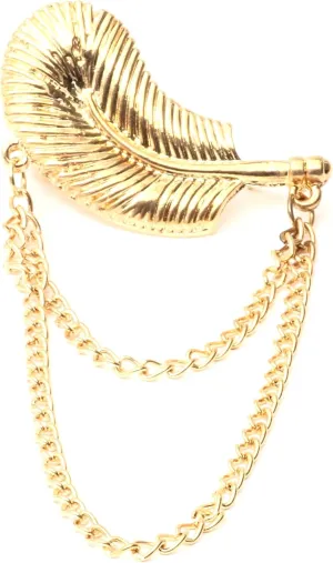 Feather Plume Earring Ear Cuff Metal Wrap CC30 Dangling Chain Fringe Gold Tone Statement Fashion Jewelry