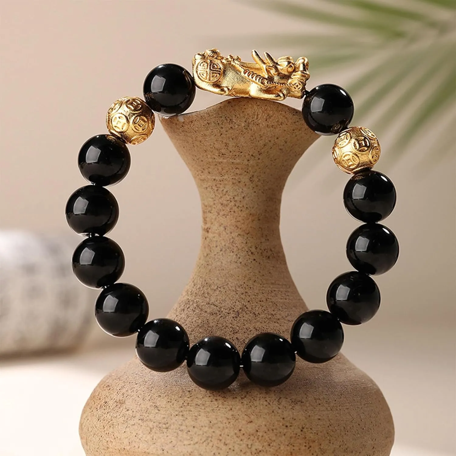 Feng Shui Pixiu Black Obsidian Wealth Bracelet for Men Women, Feng Shui Bracelet For Good Luck and Wealth