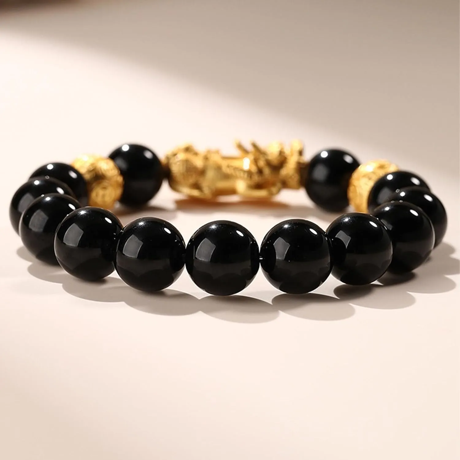 Feng Shui Pixiu Black Obsidian Wealth Bracelet for Men Women, Feng Shui Bracelet For Good Luck and Wealth