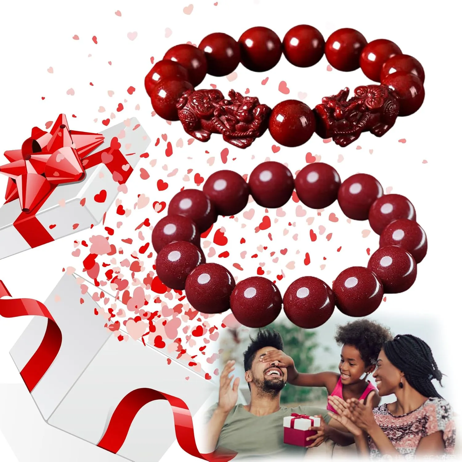 Feng Shui Pixiu Cinnabar Bracelet, Red Cinnabar Feng Shui Wealth Bracelet, Cinnabar Beads Bracelets Jewelry for Good Luck Women Men Amulet Jewelies