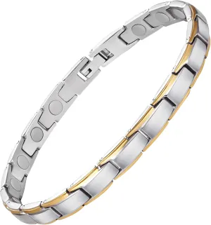 Feraco Magnetic Bracelet for Women Titanium Steel Magnetic Bracelet with Neodymium Magnets, Christmas Jewelry Gifts (Silver & Gold)
