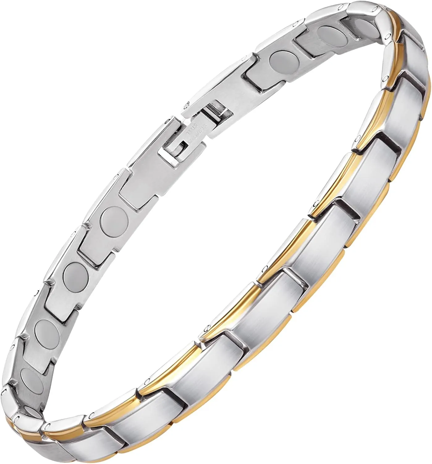 Feraco Magnetic Bracelet for Women Titanium Steel Magnetic Bracelet with Neodymium Magnets, Christmas Jewelry Gifts (Silver & Gold)