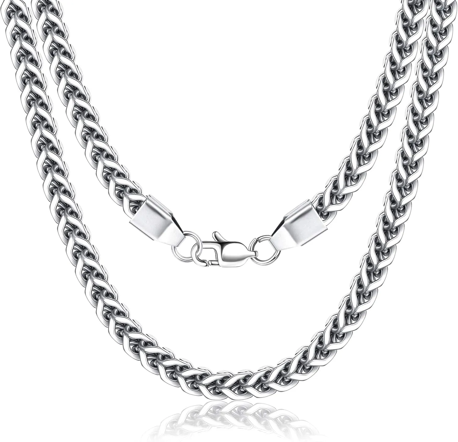 FIBO STEEL 3-6mm Curb Chain Necklace for Men Women Stainless Steel Biker Punk Style 18.0-30.0 inches Silver Black Gold Tone