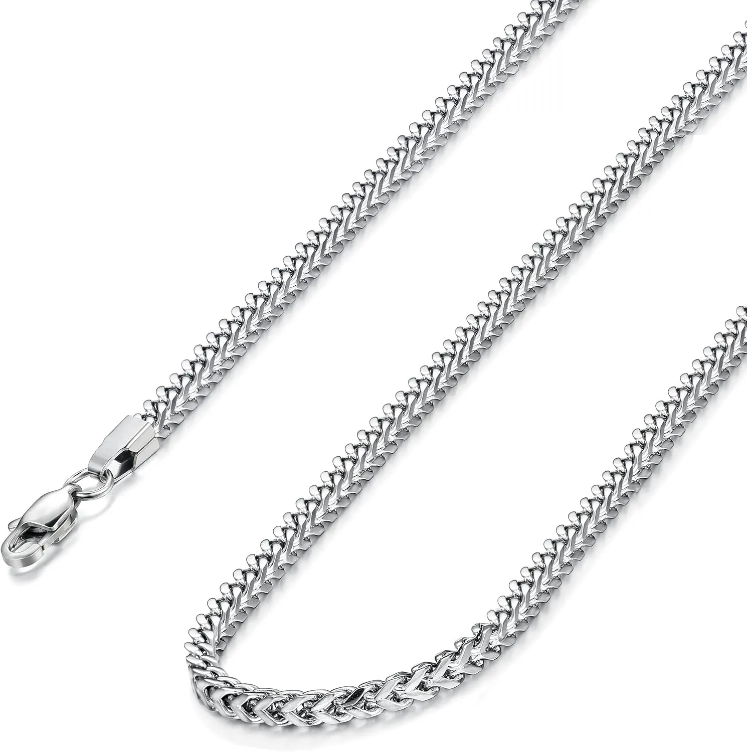 FIBO STEEL 3-6mm Curb Chain Necklace for Men Women Stainless Steel Biker Punk Style 18.0-30.0 inches Silver Black Gold Tone