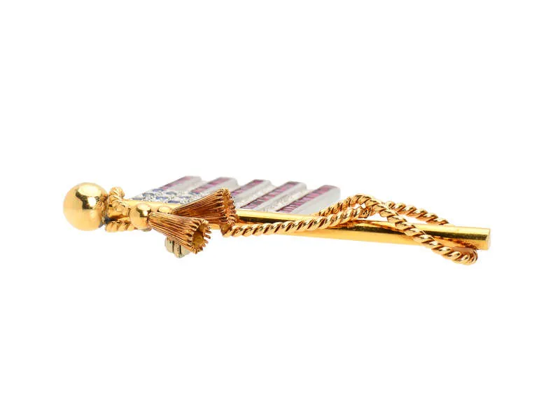 Fine Diamond Ruby Sapphire American Flag Brooch
