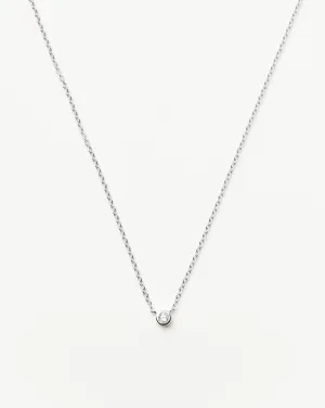 Fine Diamond Solitaire Pendant Necklace | 14ct Solid White Gold/Diamond