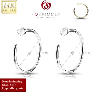 Forbidden Body Jewelry 14K Gold Nose Ring, Solid 8mm Hoop, Non-Irritating Skin Safe Real Gold, Women and Men