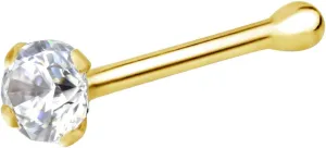 Forbidden Body Jewelry FBJ 14k Nose Ring, 22g, Solid 7mm Micro Stud, 2mm CZ Simulated Diamond, Non-Irritating Skin Safe Real Gold, Women/Men (Sold Individually)