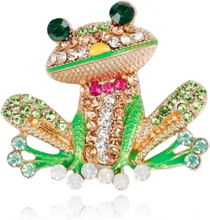 Frog Brooch Pins for Women Men, Enamel Rhinestone Colorful