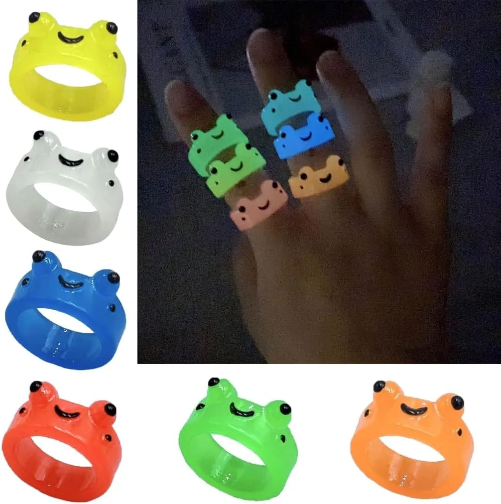 Frog Resin Colorful Novel Funny Animal Cartoon Finger Aesthetic Rings for Girls