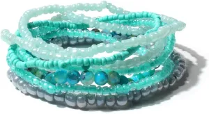 Fuqimanman2020 Boheimain Multilayer Crystal Beaded Stackable Stretch Bracelets Handmade Pearl Strand Elestic Colorful Wristbands Wrap for Women Boho Jewelry