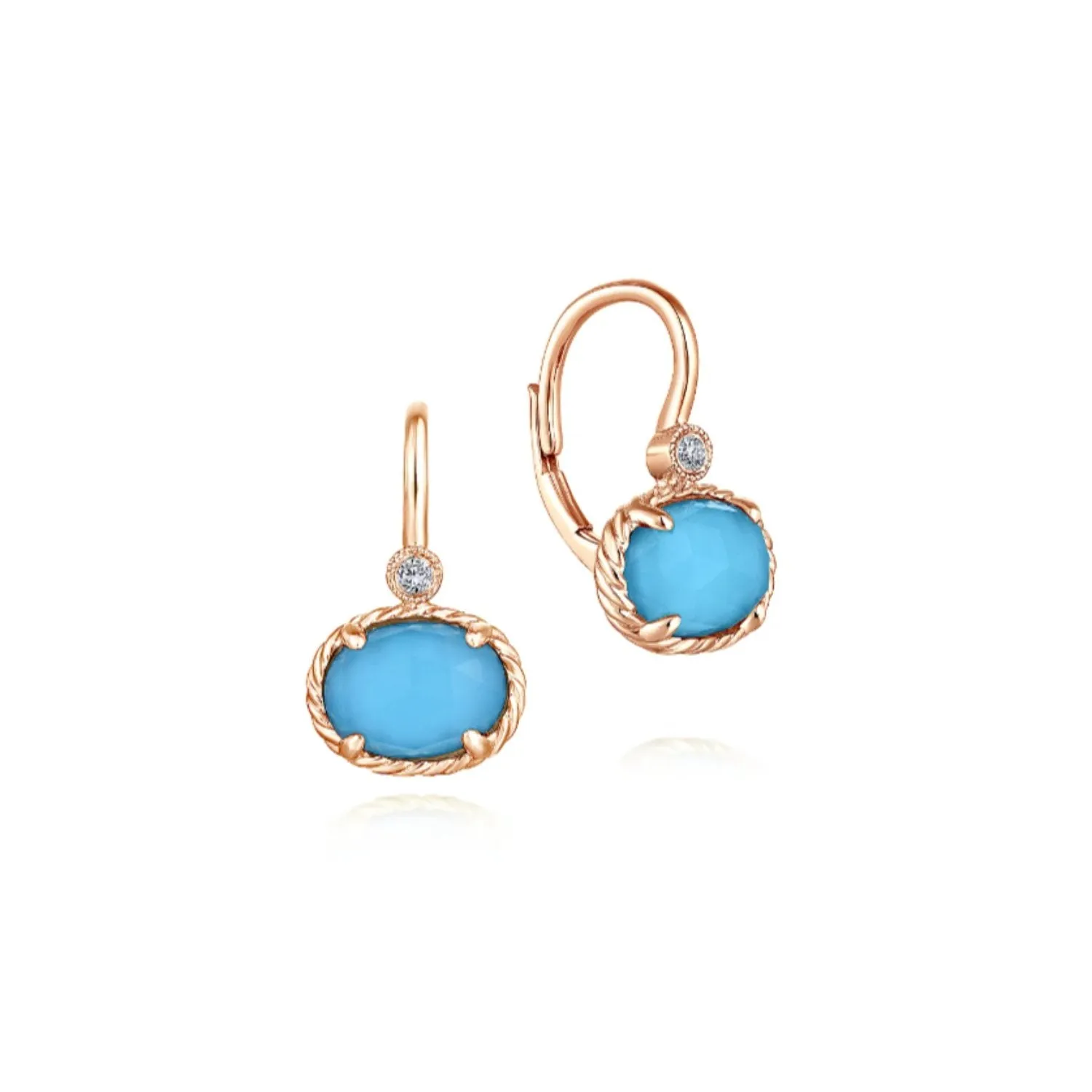 Gabriel & Co. Turquoise and Rock Crystal Diamond Earrings