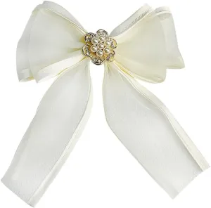 Gauze Ribbon Bow Tie Brooches & hair pins for Girl Women Fashion jabot collar brooch pins Pre-Tied Pearl Crystal Shirt Corsage