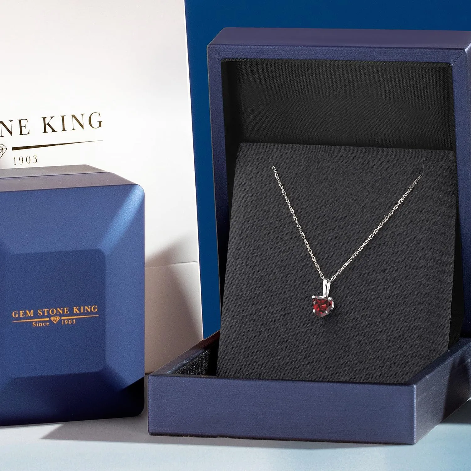 Gem Stone King 14K White Gold Pendant Necklace for Women | Heart Shape 5MM Gemstone Birthstone | With 18 Inch Chain | Fine Jewelry Gifts for Her Mom Women Wife